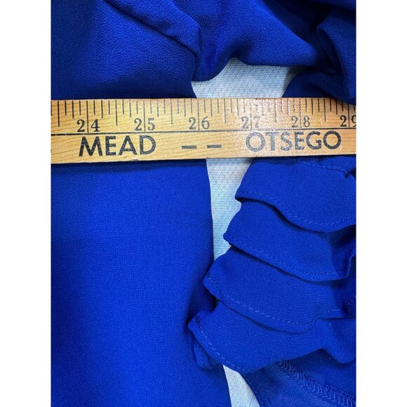 Grace Womens V-Neck Blouse Plus Size 2X Blue Ruffle Sleeve Pullover Sheer Y2K - Picture 5 of 11